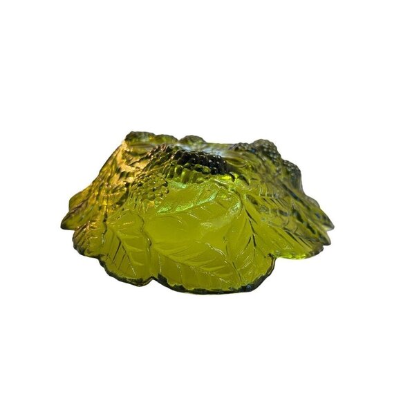 Vintage Loganberry Olive Green Dish Indiana Glass Co. Bowl Candy Dish Set of 2 - Picture 10 of 10